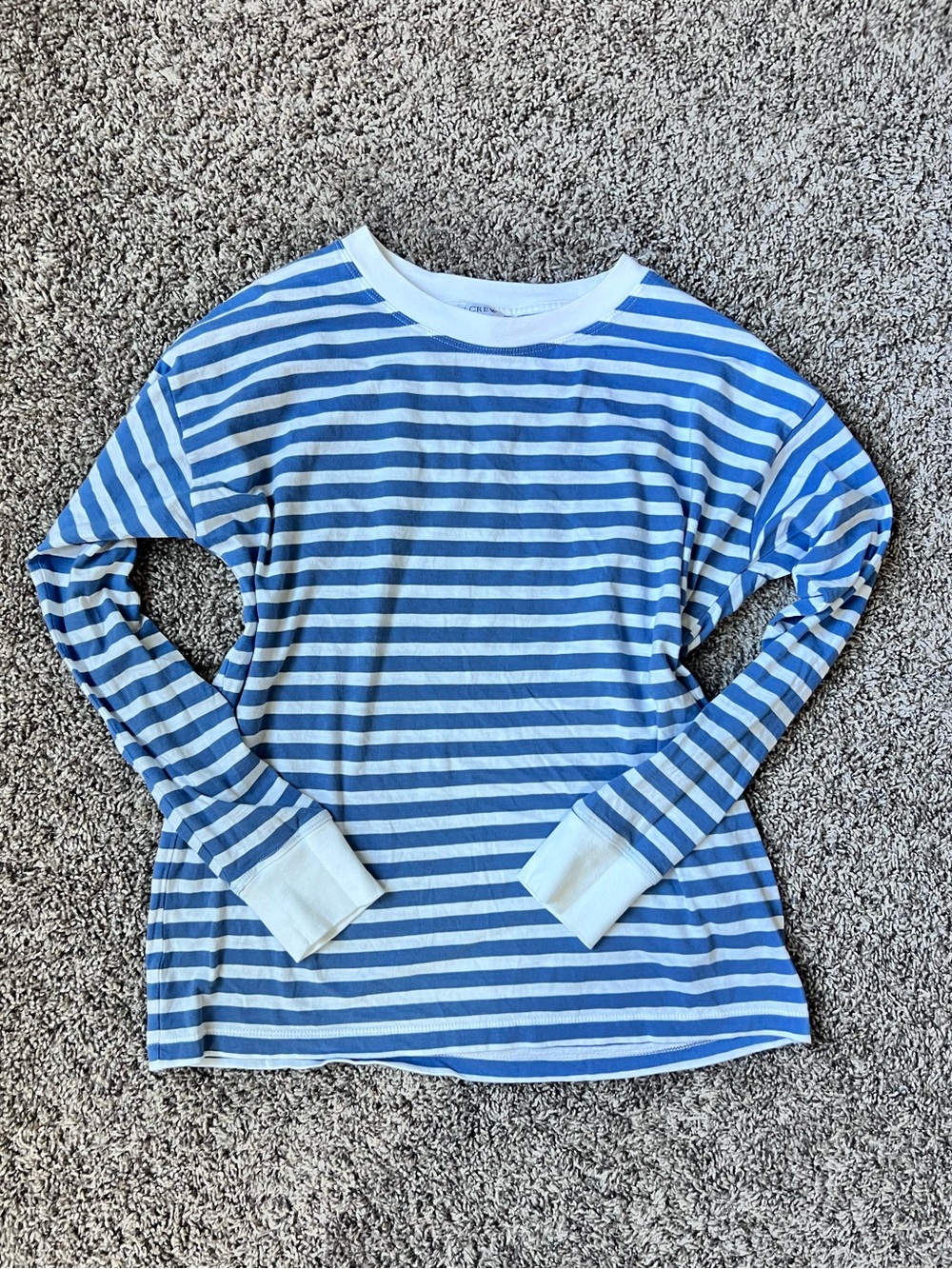 J. Crew Blue and White Striped Long Sleeve Tee